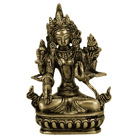 Tara Boeddha Beeld Witte Tara Bronskleurig - 13 cm