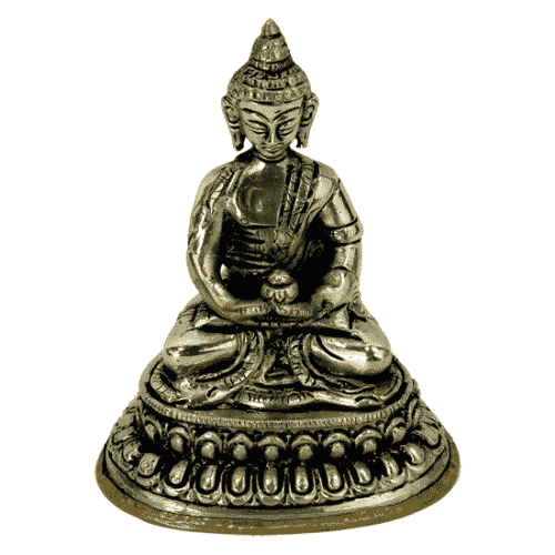 Japanse Boeddha Beeld Witmetaal Amithaba - 10 cm
