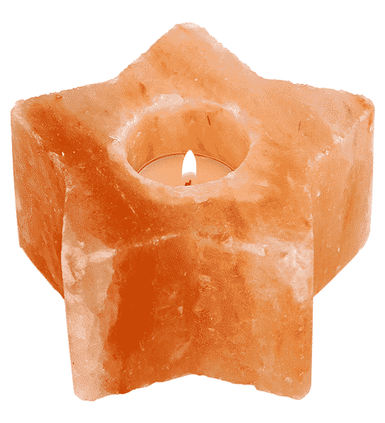 Zoutsteen Waxinelichthouder Oranje Ster (12 x 10 x 6 cm)