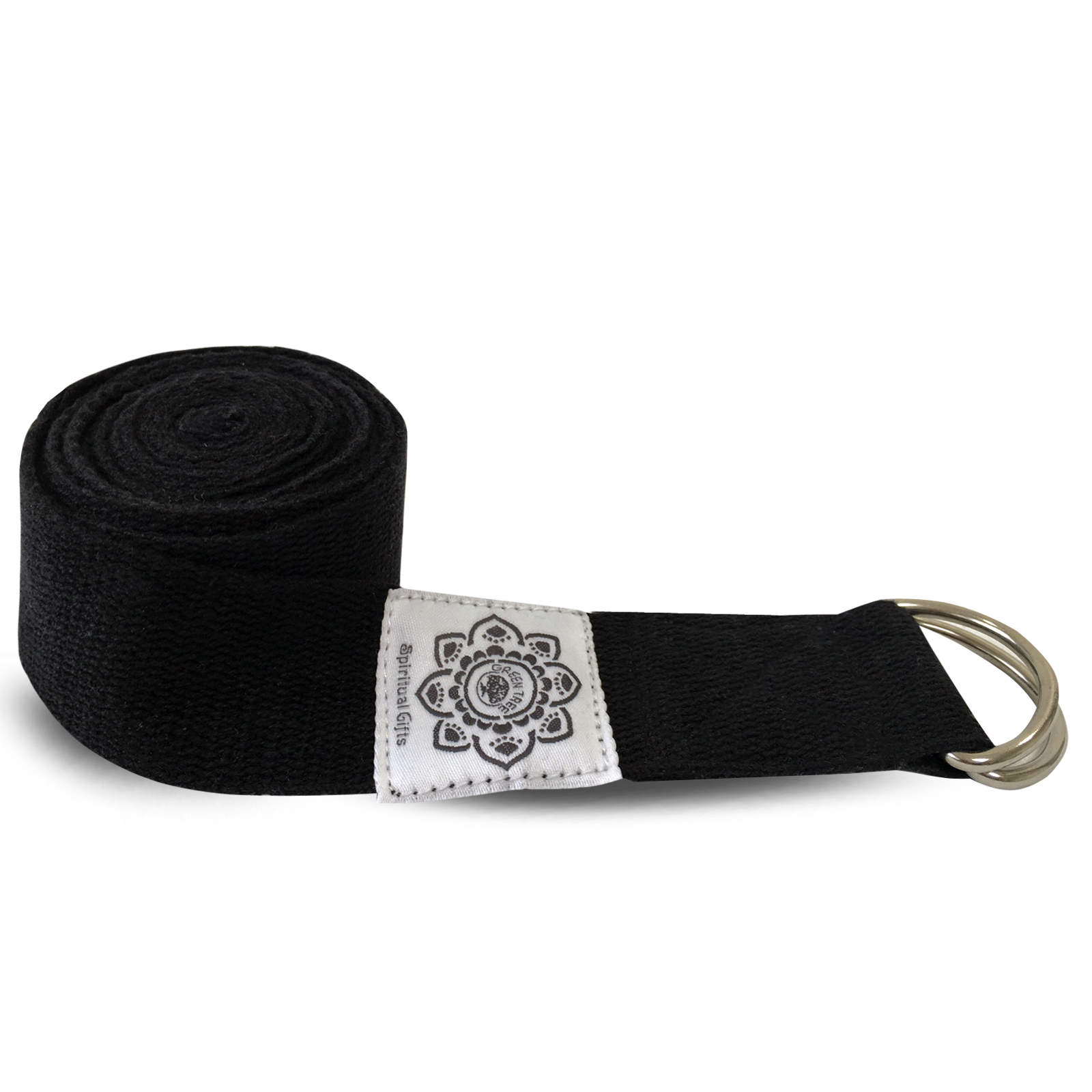 Katoenen Yoga Riem Zwart met D-Ring (270 cm)