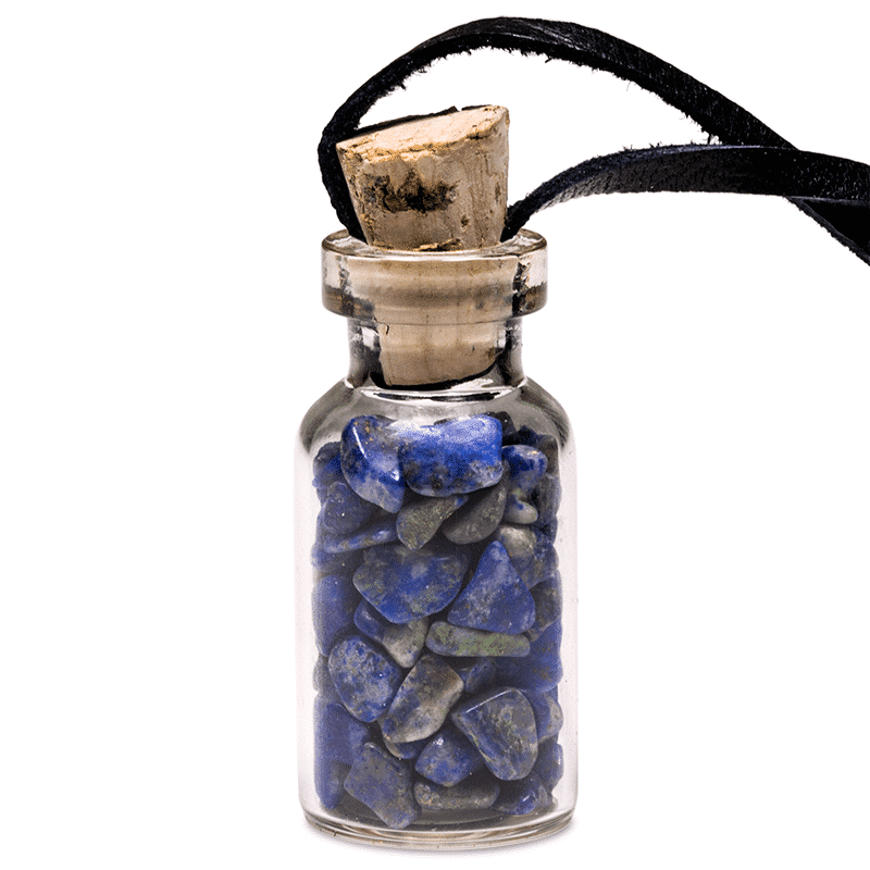Geschenkflesje aan Waxkoord met Lapis Lazuli