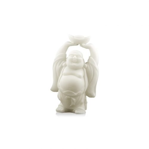 Sneeuwkwarts Beeldje Boeddha met Schaal Boven Hoofd (12 cm)