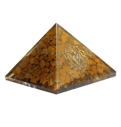 Orgonite Piramide Gele Jaspis - Keelschakra - (70 mm)