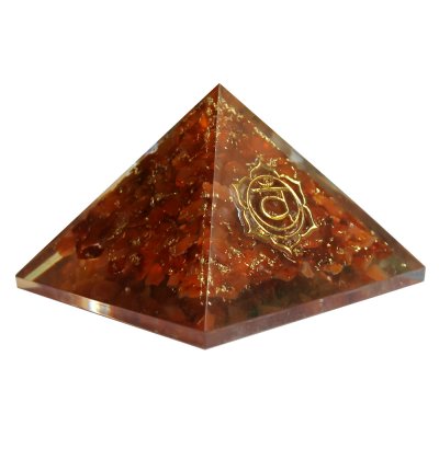 Orgonite Piramide Carneool - Heiligbeenchakra - (70 mm)