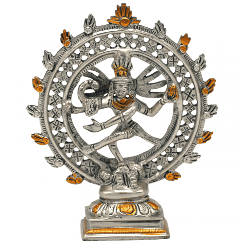 Shiva Nataraja Messing Dubbele Ring Tweekleurig (15 cm)