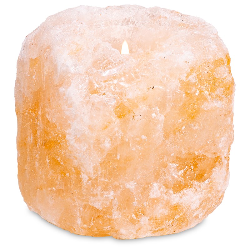 Zoutsteen Waxinelichthouder Oranje/Roze (1000 - 1500 gram)
