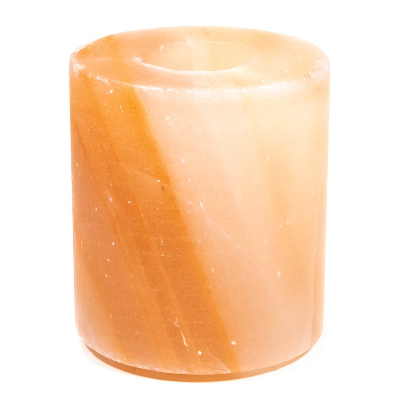 Zoutsteen Waxinelichthouder Oranje/Roze Cilinder (1250 gram) 9 x 9 x 10 cm