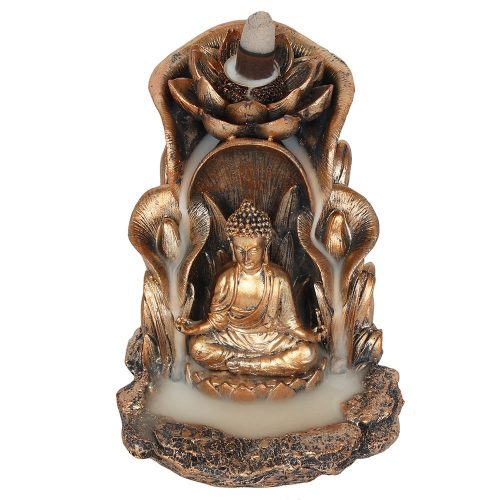 Backflow Wierook Houder Bronskleurige Boeddha Polyresin (14 cm)