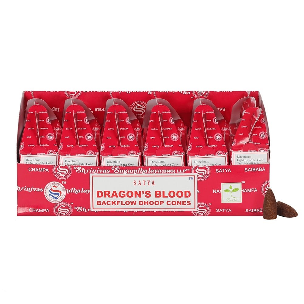 Satya Backflow Wierook Kegels Dragon's Blood (6 pakjes met 24 kegels)