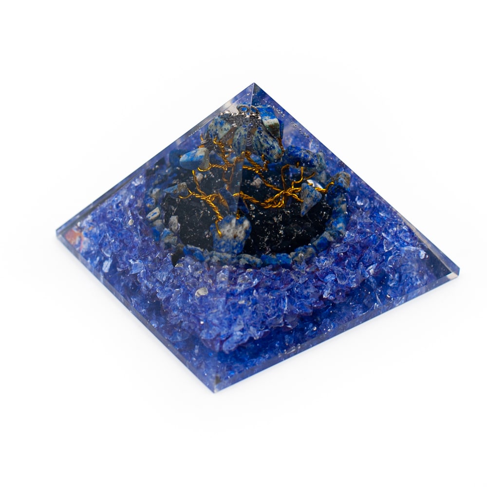 Orgonite Piramide Lapis Lazuli - Edelsteenboompje - (80 mm)