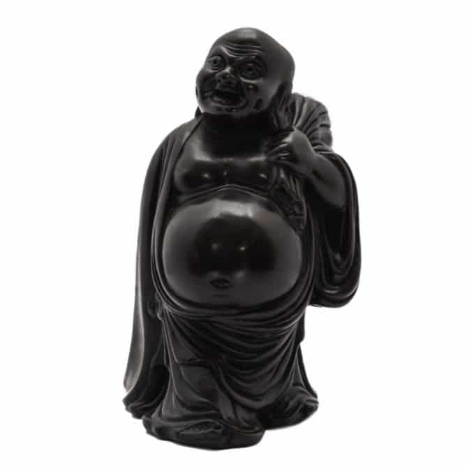 Happy Boeddha Beeld Polyresin Zwart - 17 cm