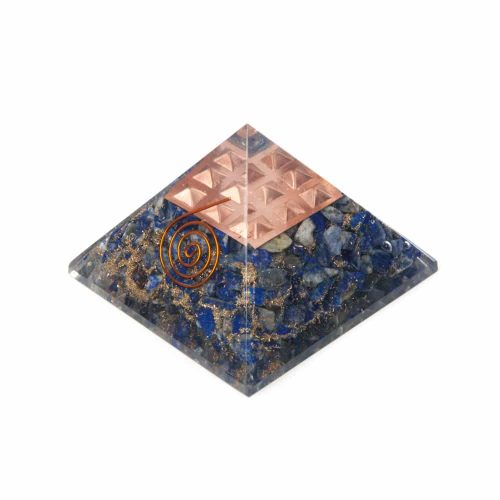 Orgonite Piramide Lapis Lazuli - Koperen Spiraal - (70 mm)