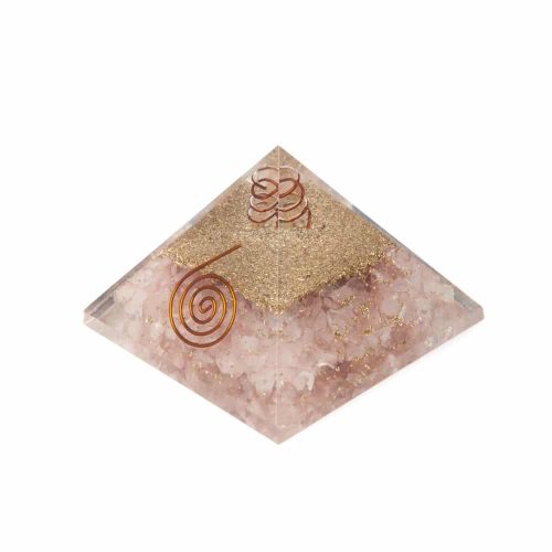 Orgonite Piramide Rozenkwarts - Koperen Spiraal - (70 mm)