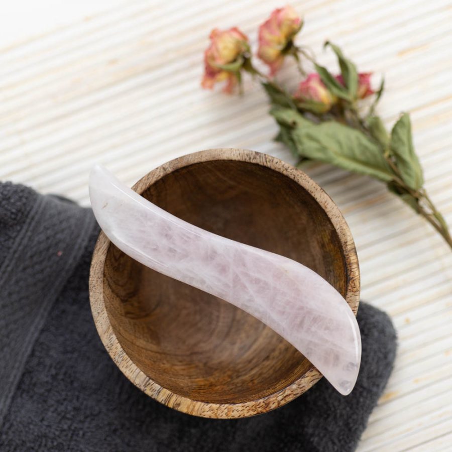guasha schraper langwerpig s-vorm rozenkwarts edelsteen