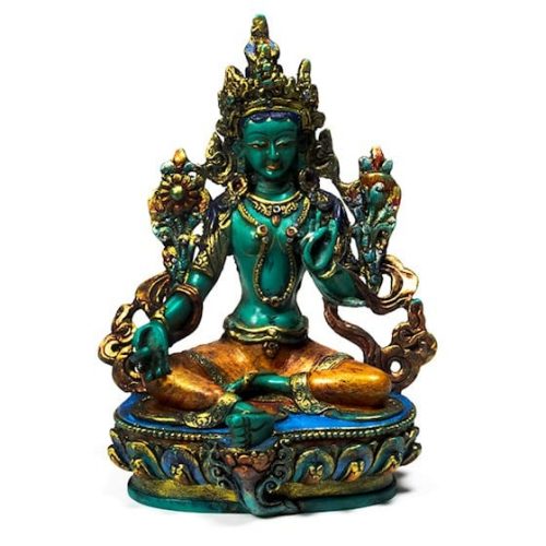 Tara Boeddha Beeld Groene Tara - 15 x 12 x 8 cm