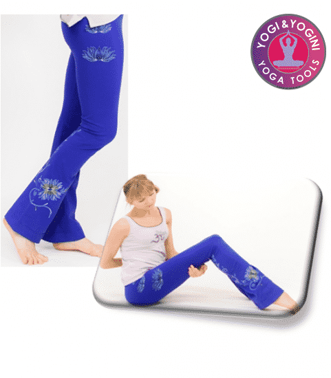 Yoga Handgeschilderde Lotus Broek Katoen Blauw-Paars L
