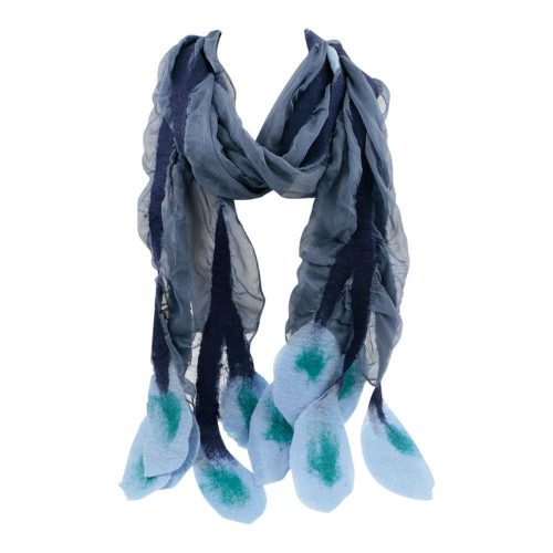 Sjaal van Merino Vilt Bladeren - Donkerblauw