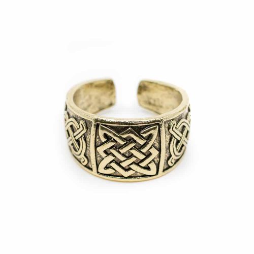 Viking Verstelbare Ring Keltische Knoop Goudkleurig