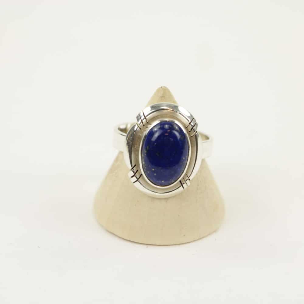 Zilveren Ring met Lapis Lazuli Maat 18 - Verstelbaar - Model 2 (Sterling Zilver 925)