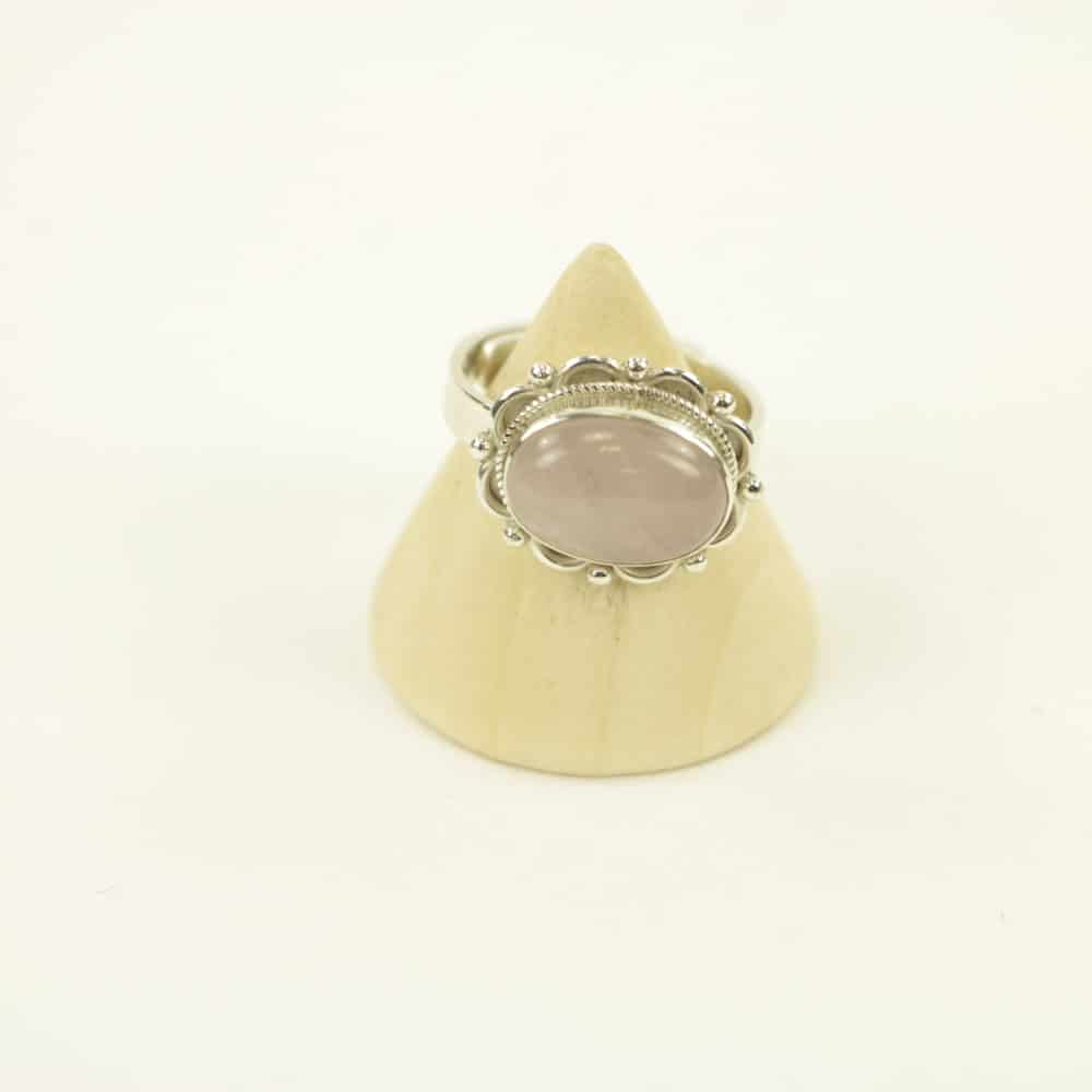 Zilveren Ring met Rozenkwarts Maat 17,5 - Verstelbaar (Sterling Zilver 925)