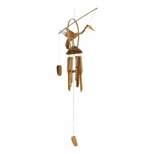 Windgong van Kokosnoot met Vogel (118 x 40 cm)