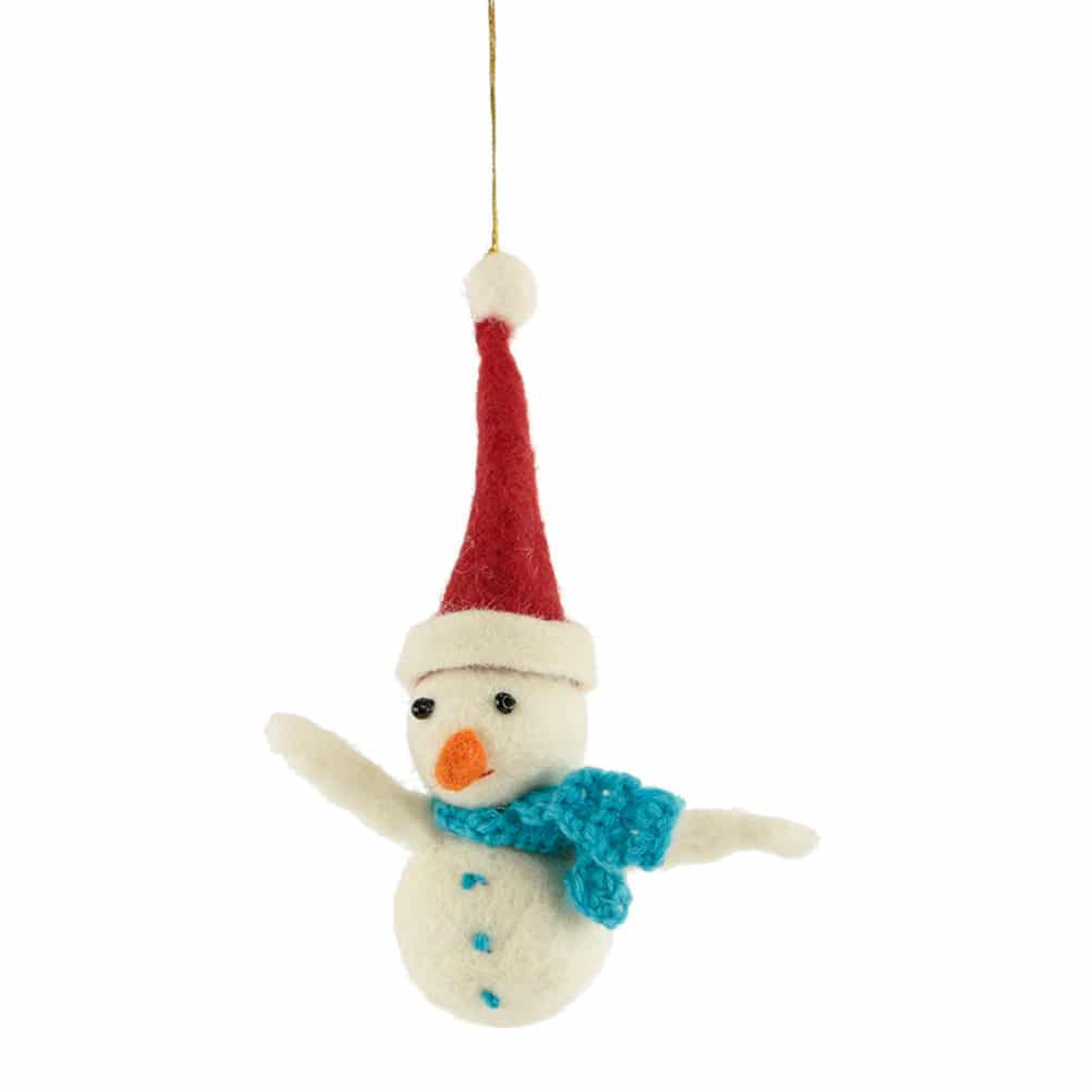 Vilten Hanger Sneeuwpop met Kerstmuts
