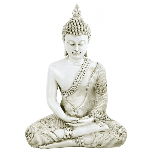 Thaise Boeddha Beeld Mediterend Polyresin Wit - 22 x 14 x 27 cm