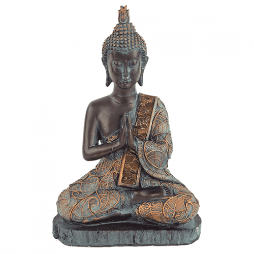Thaise Boeddha Beeld Mediterend Polyresin Zwart - 15 x 10 x 23 cm