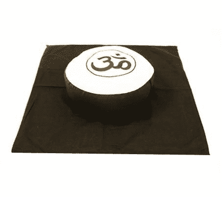 Yogi & Yogini Meditatiekussen Rond Katoen Creme op Zwart - Ohm Set + Mat
