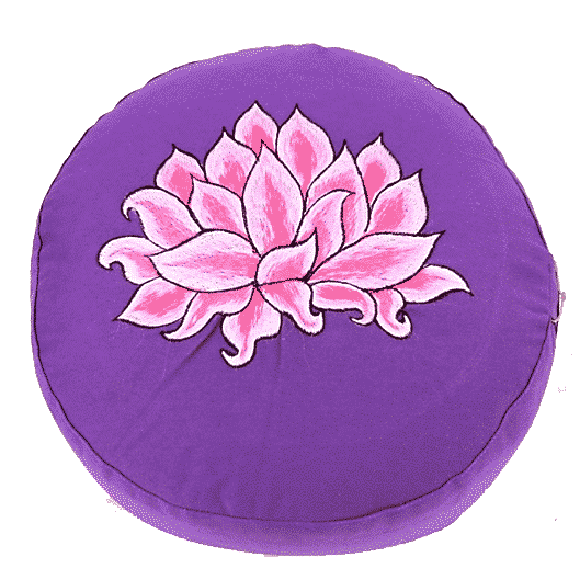 Yogi & Yogini Meditatiekussen Rond Katoen Violet - Lotus geborduurd - 33 x 17 cm