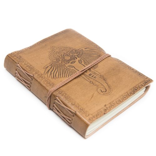 Handgemaakt Leren Notitieboekje Ganesha (17,5 x 13 cm)