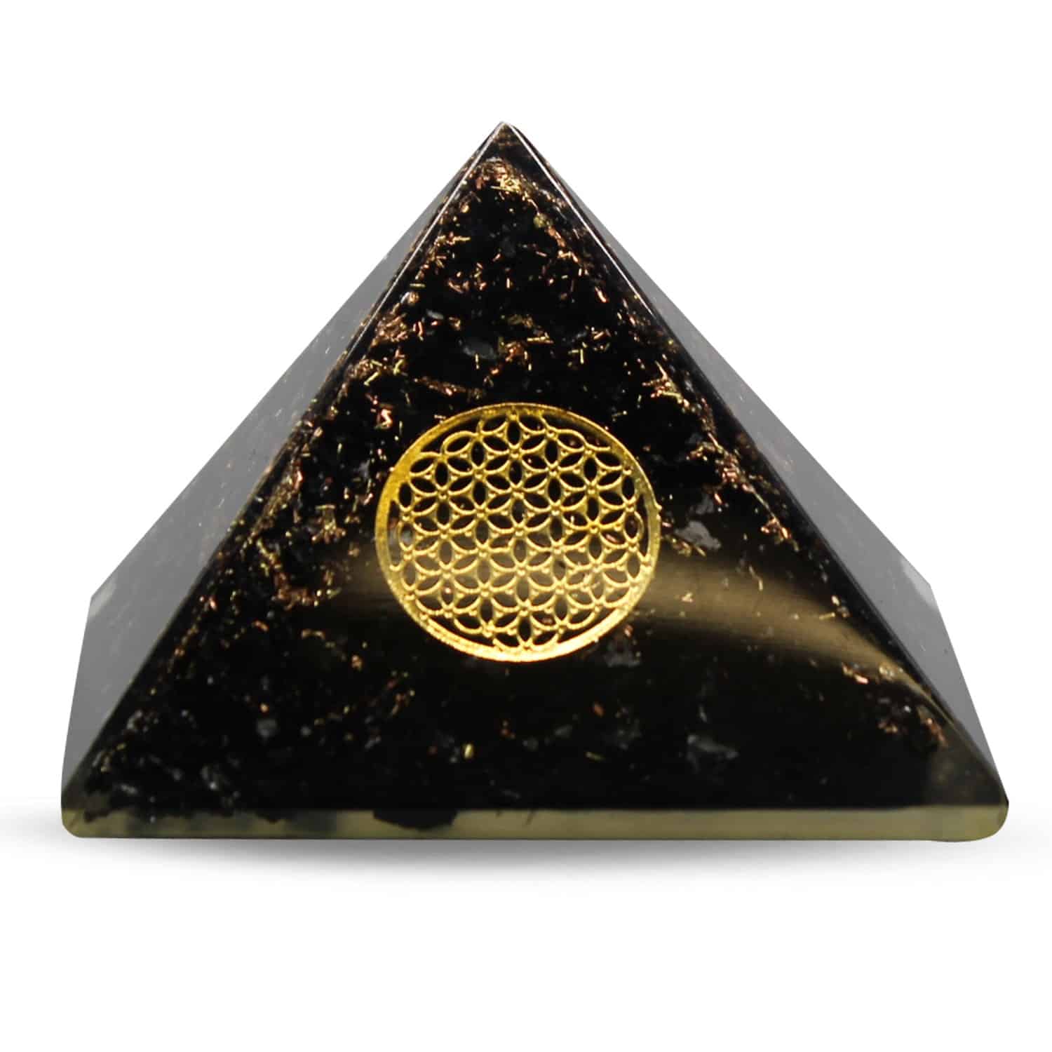 Orgonite Pyramide Zwarte Toermalijn - Flower of Life - (70 mm)