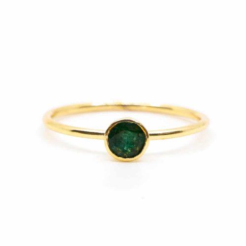 Geboortesteen Ring Smaragd Mei - 925 Zilver Verguld (Maat 17)