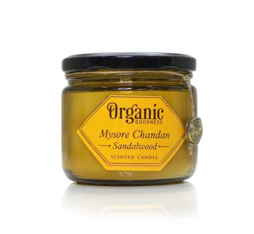 Organic Goodness Geurkaars in Glas Chandan Sandelhout - Soja Was (200 gram)