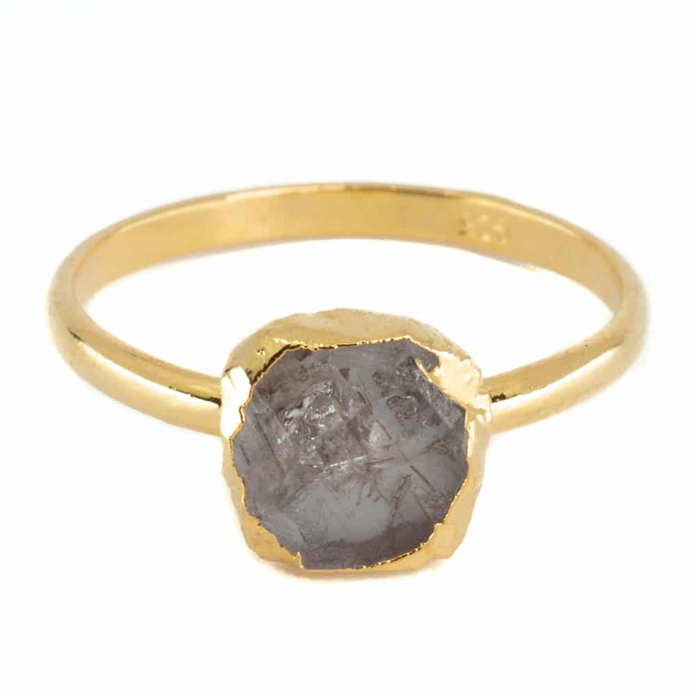 Geboortesteen Ring Ruwe Herkimer Diamant April - 925 Zilver