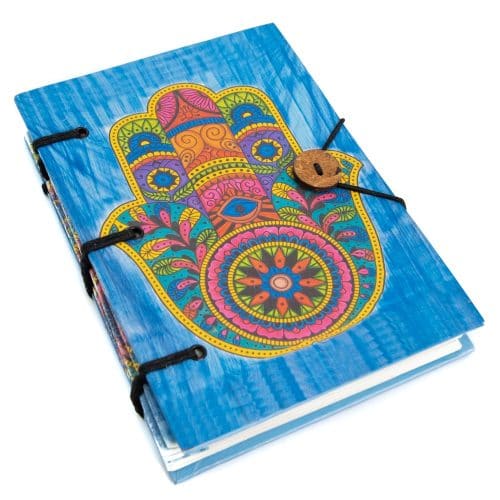 Spiritueel Notitieboekje Hamsa Hand Kleurrijk (18 x 13 cm) - Handgemaakt
