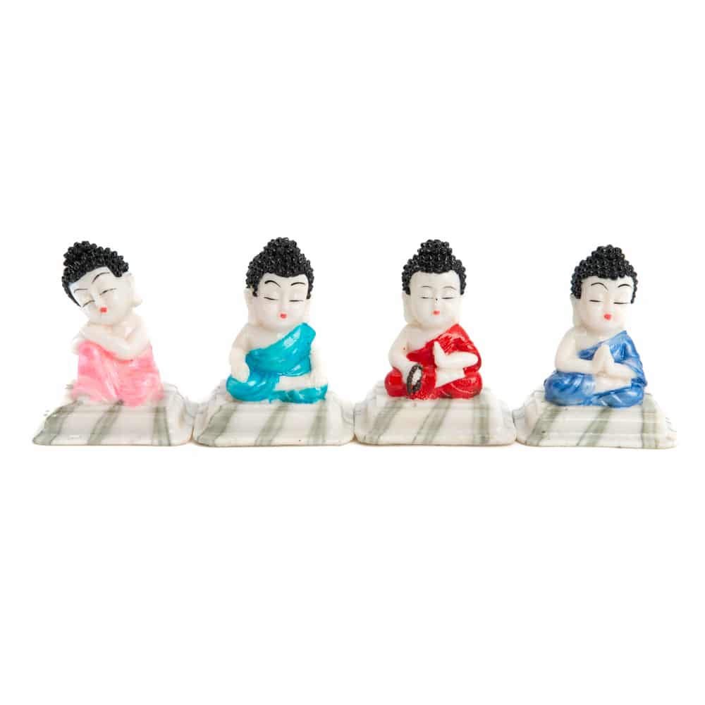 Happy Boeddha Beelden - set van 4  - ca. 7 cm