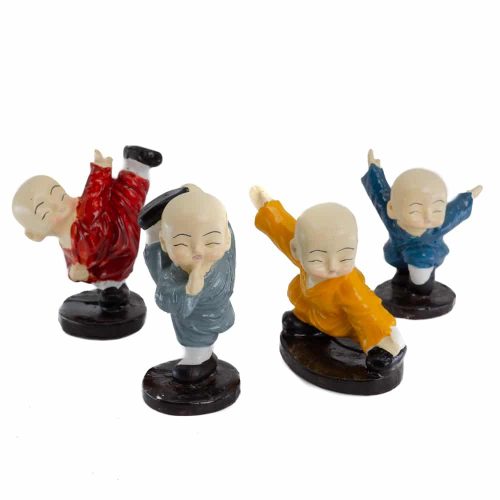 Happy Boeddha Beeld Karate - set van 4 - ca. 7 cm
