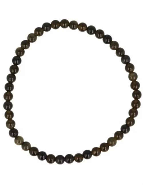 Edelsteen Armband Obsidiaan - Goud - 4mm
