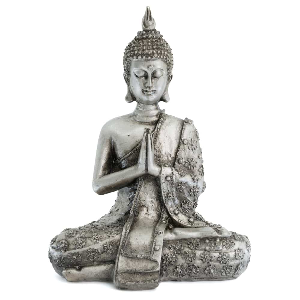 Thaise Boeddha Beeld Mediterend Polyresin Grijs - 14 x 9 x 20 cm