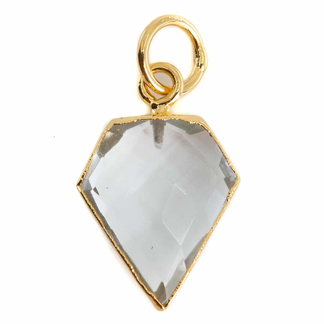 Edelsteen Hanger Bergkristal Diamantvorm - Verguld - 15 x 12 mm