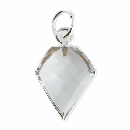Edelsteen Hanger Bergkristal Diamantvorm - Verzilverd - 15 x 12 mm