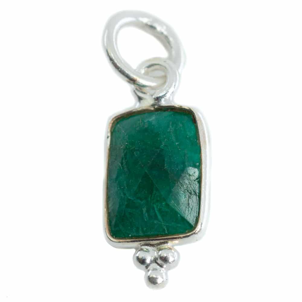 Edelsteen Hanger Smaragd (gekleurd) Rechthoek - Zilver - 8 mm