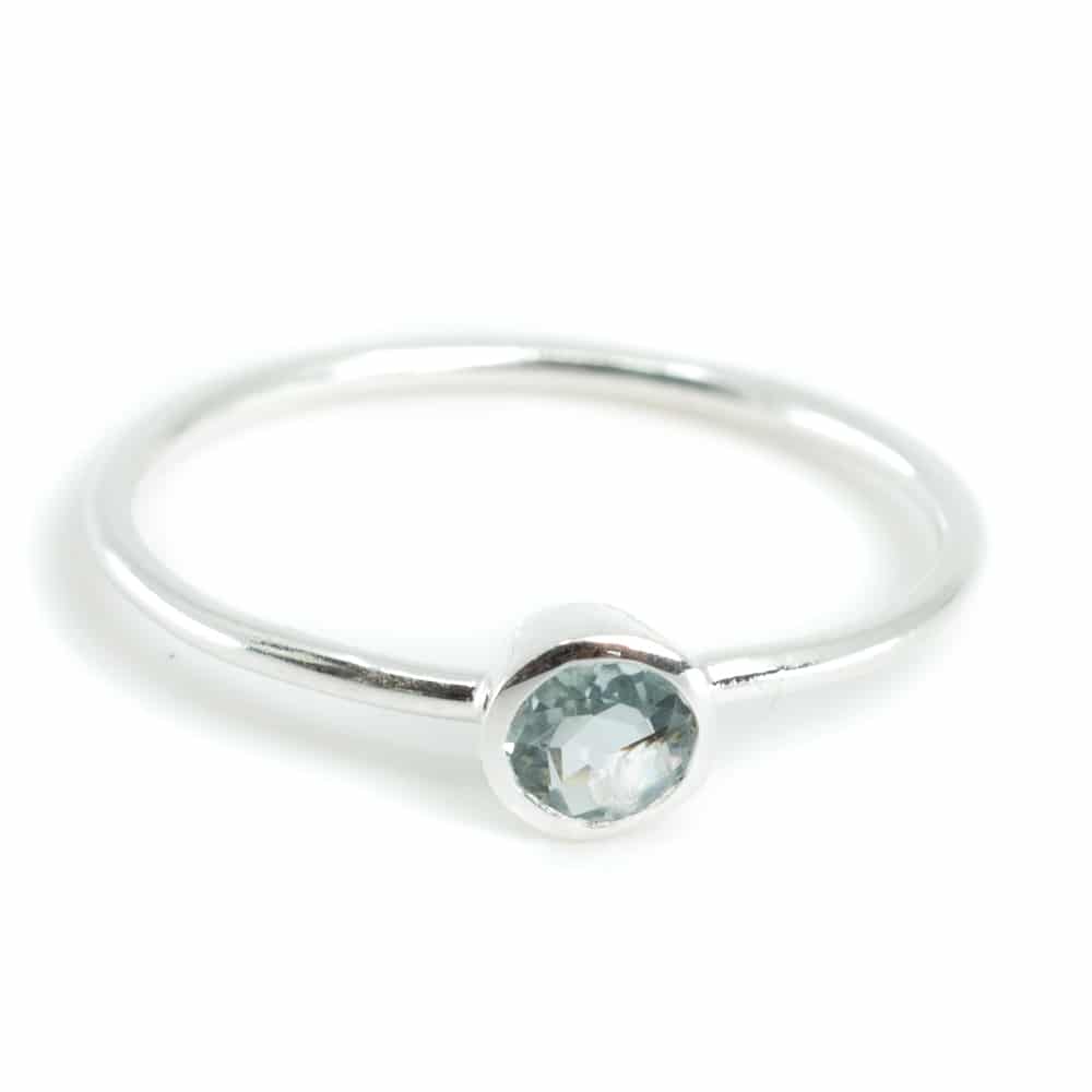 Geboortesteen Ring Aquamarijn Maart - 925 Zilver - Zilverkleurig (Maat 17)