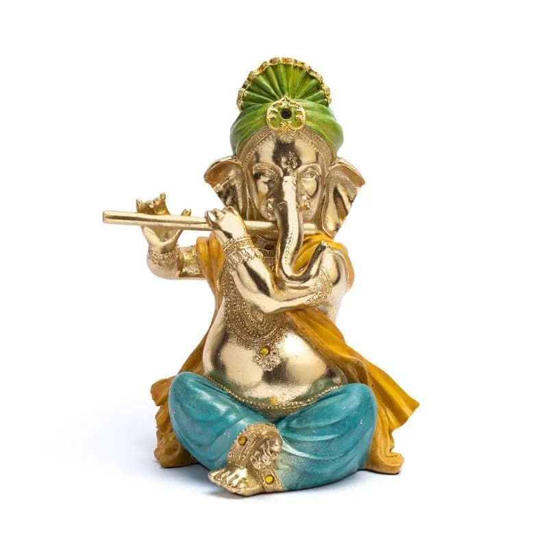 Beeld Ganesha met Fluit - (28 cm)