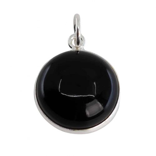 Edelsteen Hanger Rond Innerlijke Kracht - Zwarte Onyx - 925 Zilver (15 mm)
