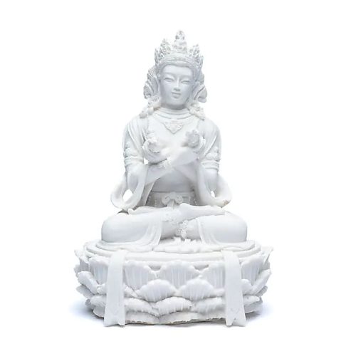 Boeddhabeeld met Dorje en Bel - Wit (17 cm)