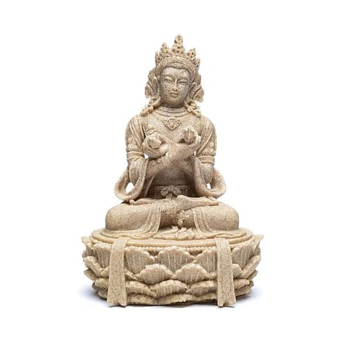Boeddhabeeld met Dorje en Bel - Zandkleur (17 cm)