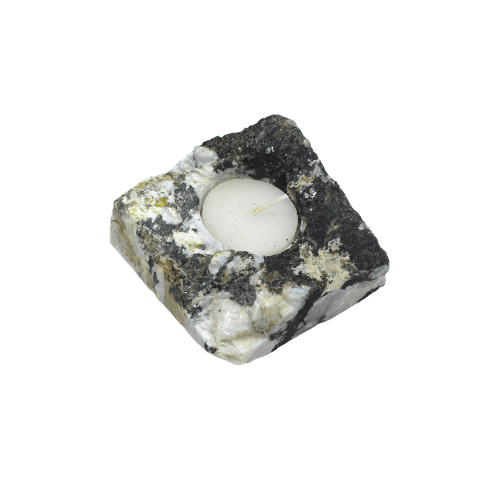 Edelsteen Waxinelichthouder - Regenboog Maansteen (ca. 300 gram)