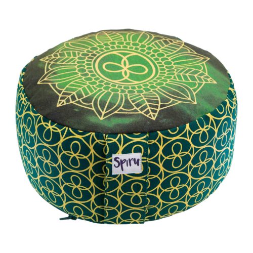 Spiru Meditatiekussen Rond Katoen Groen - Special Dye – Mandala – 30 x 15 cm